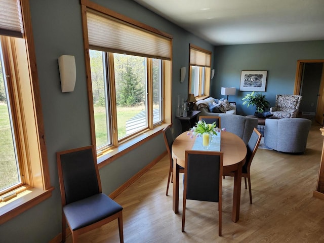 W7429 Akron Dr, Wild Rose, WI 54984 - dining room featuring healthy amount of natural light, light wood-type flooring, and baseboards