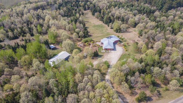 W7429 Akron Dr, Wild Rose, WI 54984 - aerial overview of property's location featuring a heavily wooded area