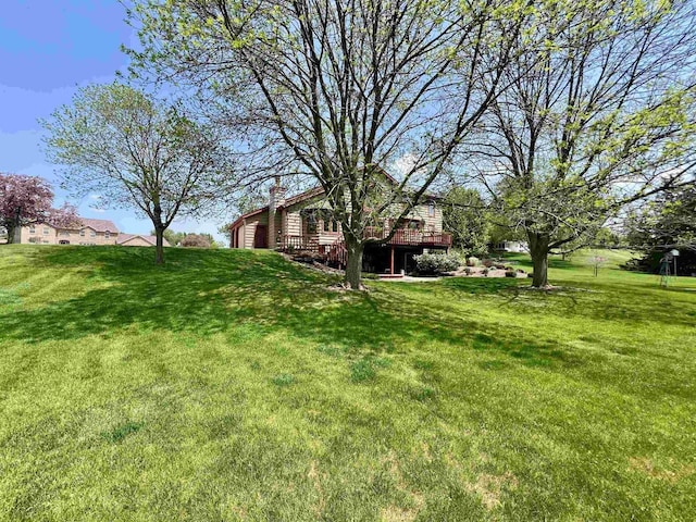 86 Ledgebrook Dr, Fond Du Lac, WI 54935 - view of green lawn with a wooden deck