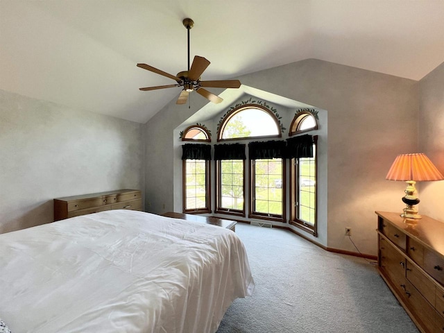 86 Ledgebrook Dr, Fond Du Lac, WI 54935 - carpeted bedroom with lofted ceiling, baseboards, and a ceiling fan