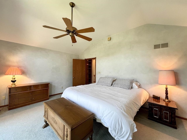 86 Ledgebrook Dr, Fond Du Lac, WI 54935 - carpeted bedroom with lofted ceiling, baseboards, and a ceiling fan
