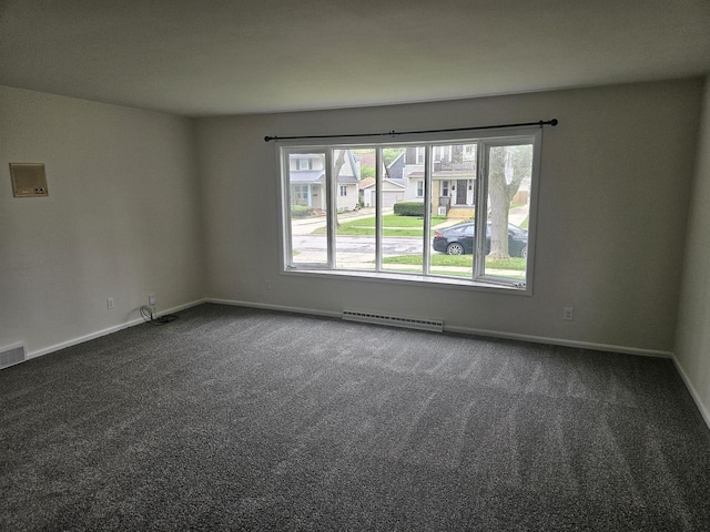 2416 N 69th St Unit 2418, Wauwatosa, WI 53213 - empty room with dark colored carpet, baseboards, and baseboard heating