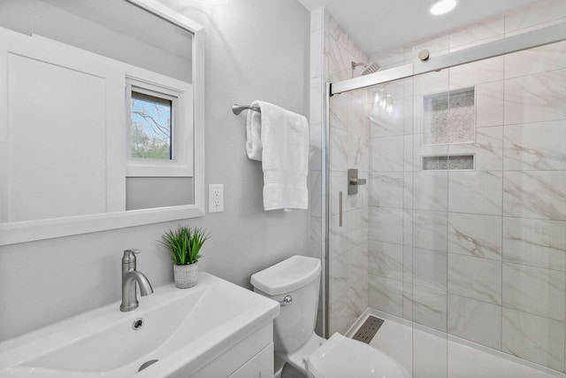 250 W Suburban Ct, Fox Point, WI 53217 - bathroom featuring toilet, a stall shower, and vanity