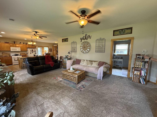 E12742 Weigands Bay N, Merrimac, WI 53561 - living area featuring ceiling fan and carpet