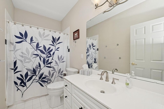1885 Golfview Dr Unit 35-17, Lake Geneva, WI 53147 - bathroom with vanity, toilet, tile patterned flooring, and a shower with shower curtain