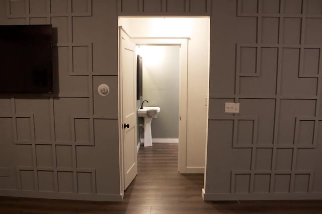 232 Harrison Ave, Waukesha, WI 53186 - bathroom with baseboards and wood finished floors