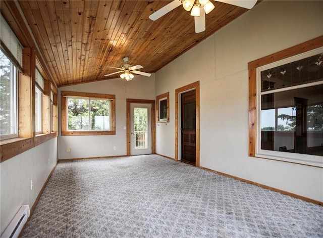 4190 County Road P, Spring Valley, WI 54767 - unfurnished sunroom with baseboard heating and lofted ceiling