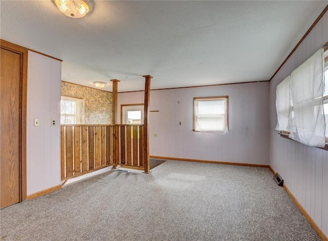 4190 County Road P, Spring Valley, WI 54767 - carpeted spare room featuring baseboards and wooden walls