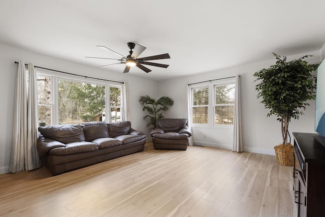 115 Glenwood Dr, Williams Bay, WI 53191 - living area with ceiling fan, healthy amount of natural light, and light wood finished floors
