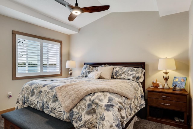 1204 Lakeview Dr # 6, Tomah, WI 54660 - bedroom with lofted ceiling, ceiling fan, and baseboards