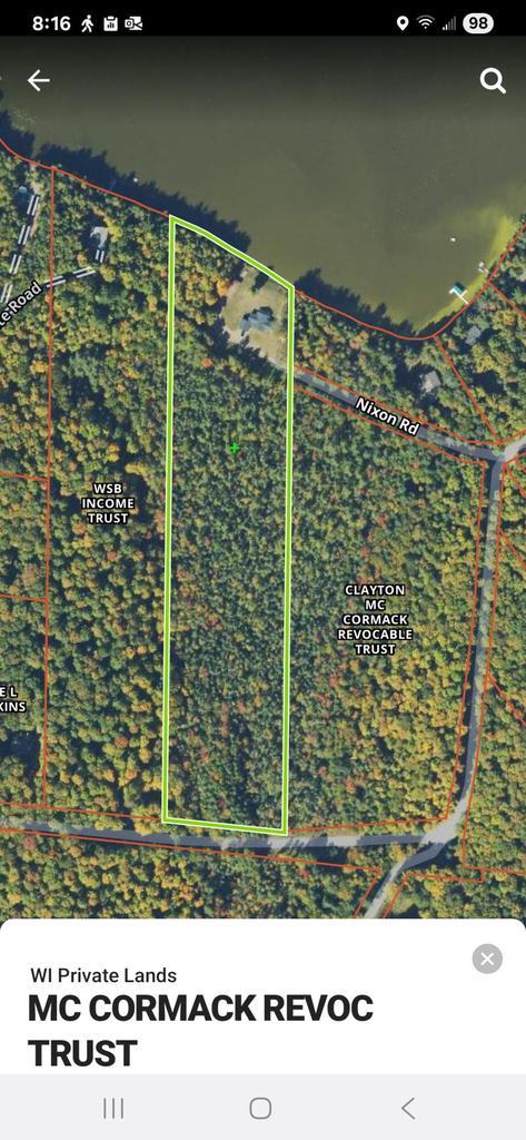 12450 Nixon Rd, Minocqua, WI 54548 - map / location with property boundaries highlighted