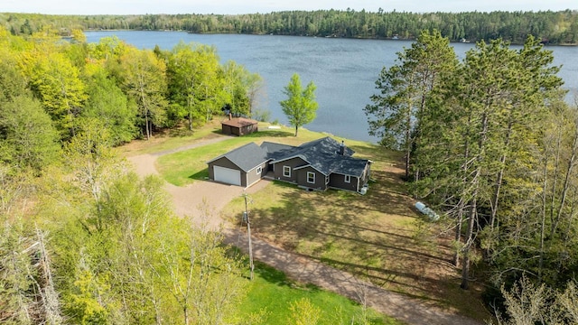 12450 Nixon Rd, Minocqua, WI 54548 - aerial view of property and surrounding area with a heavily wooded area and a large body of water