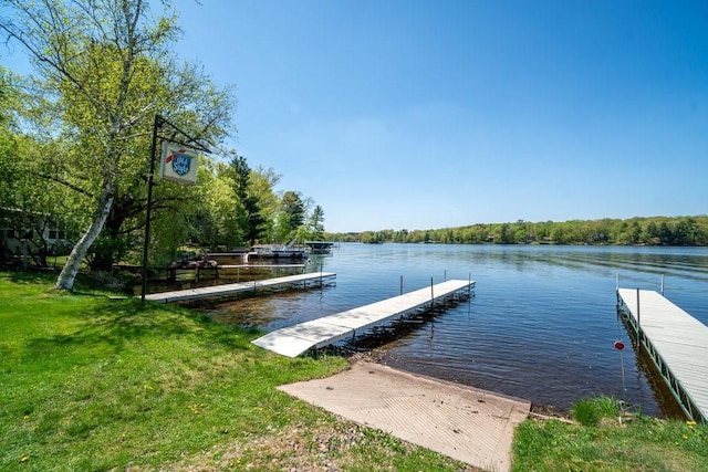 30994 122nd St, New Auburn, WI 54757 - dock area with a water view and a lawn
