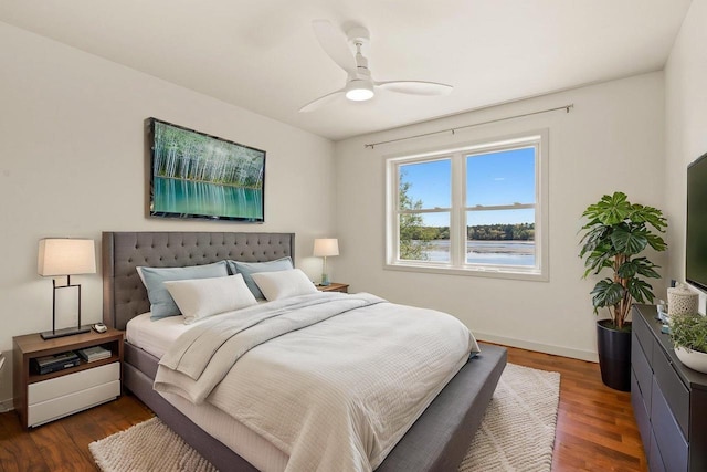 450 Lake Ave, Montello, WI 53949 - bedroom with wood finished floors, baseboards, and ceiling fan