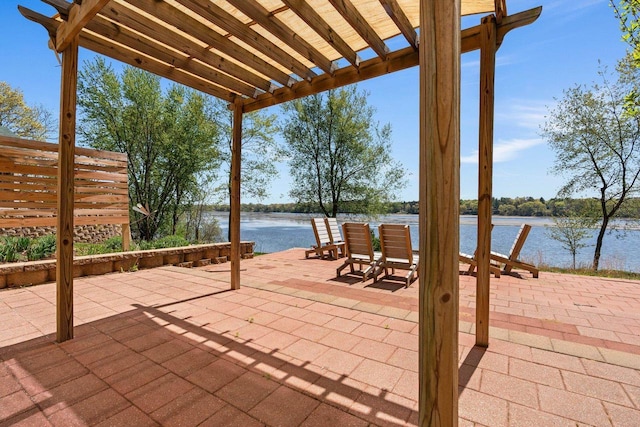 450 Lake Ave, Montello, WI 53949 - view of patio / terrace with a water view and a pergola