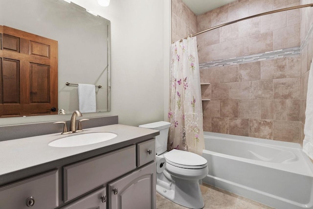 6102 Misty Bridge Rd, Madison, WI 53718 - full bathroom with toilet, vanity, shower / tub combo, and tile patterned floors