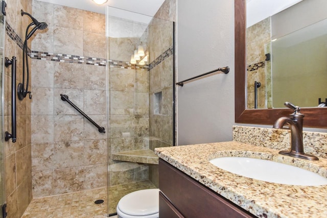 494 Woodfield Cir, Waterford, WI 53185 - full bathroom with a shower stall, toilet, and vanity