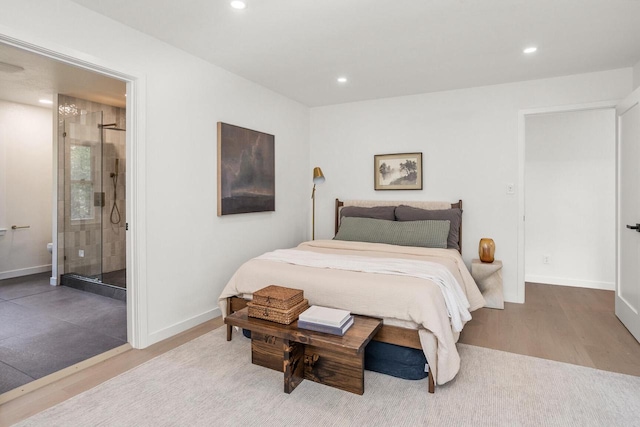 2285 N 166th St, Brookfield, WI 53005 - bedroom with baseboards, recessed lighting, ensuite bath, and wood finished floors