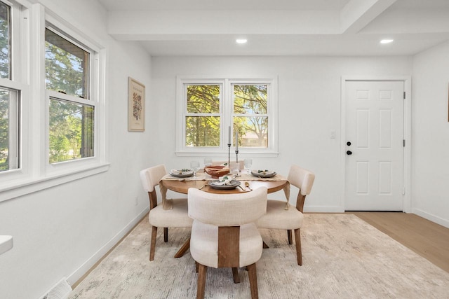 2285 N 166th St, Brookfield, WI 53005 - dining space with light wood finished floors, baseboards, and recessed lighting