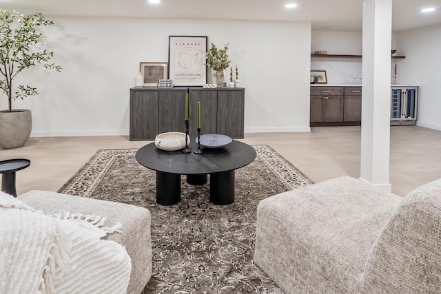 2285 N 166th St, Brookfield, WI 53005 - living room featuring recessed lighting, wood finished floors, and baseboards
