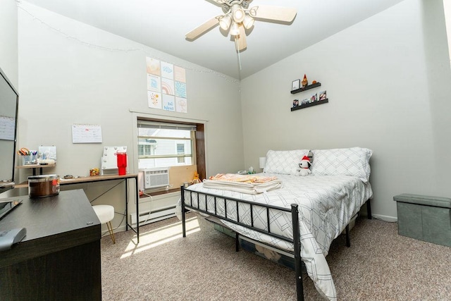 306 Wisconsin St, Oshkosh, WI 54901 - bedroom featuring carpet floors, baseboard heating, ceiling fan, and a desk