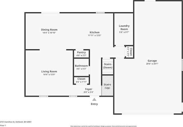 2731 Hamilton St, Oshkosh, WI 54901 - floor plan / room layout