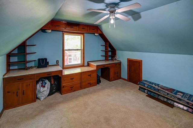 1614 Lake View Ave, Madison, WI 53704 - office with lofted ceiling, light colored carpet, and ceiling fan