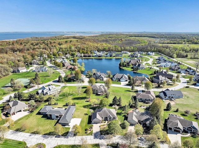 2531 Huntington Way, Suamico, WI 54173 - aerial overview of property's location with nearby suburban area, a nearby body of water, and a forest