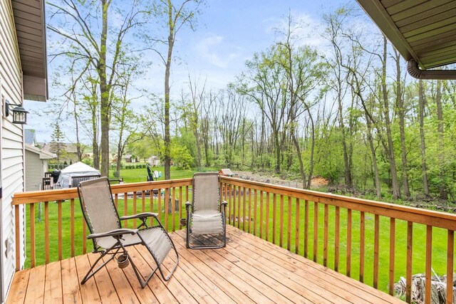 632 Grove St, Portage, WI 53901 - wooden terrace with a yard