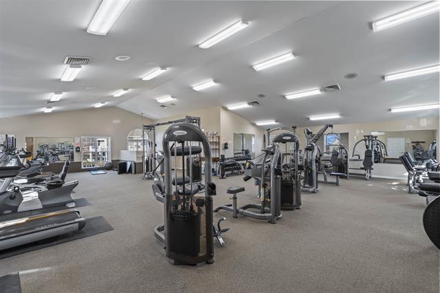 7102 Flagship Dr Unit 8, Madison, WI 53719 - workout area featuring vaulted ceiling and carpet flooring