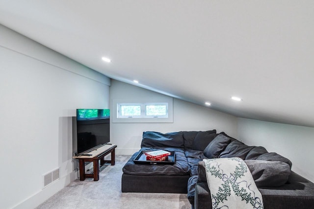 810 Farwell Dr, Madison, WI 53704 - living area featuring vaulted ceiling, carpet, and recessed lighting