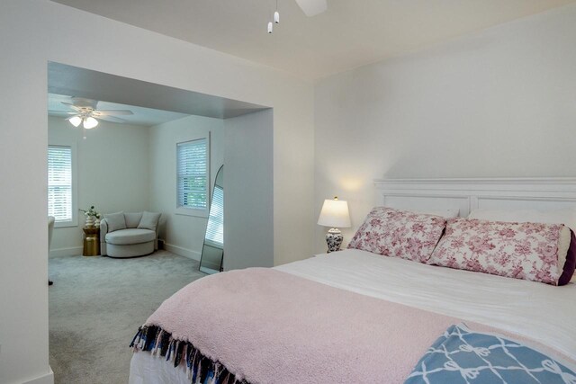 810 Farwell Dr, Madison, WI 53704 - carpeted bedroom with multiple windows, baseboards, and ceiling fan