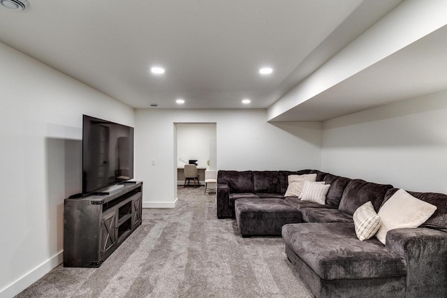 810 Farwell Dr, Madison, WI 53704 - living area with recessed lighting, light carpet, and baseboards