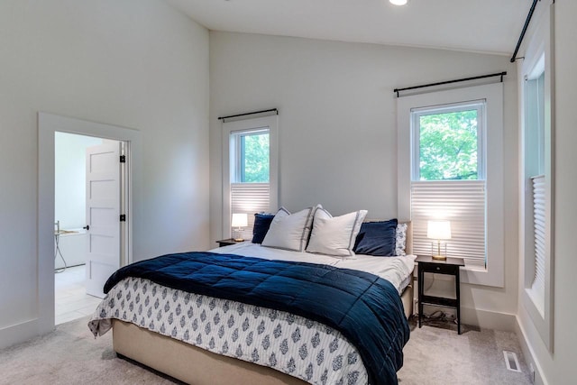 810 Farwell Dr, Madison, WI 53704 - bedroom with vaulted ceiling, carpet flooring, and baseboards