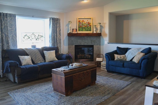 8505 Hinner Springs Dr, Weston, WI 54476 - living room with wood finished floors and a tiled fireplace