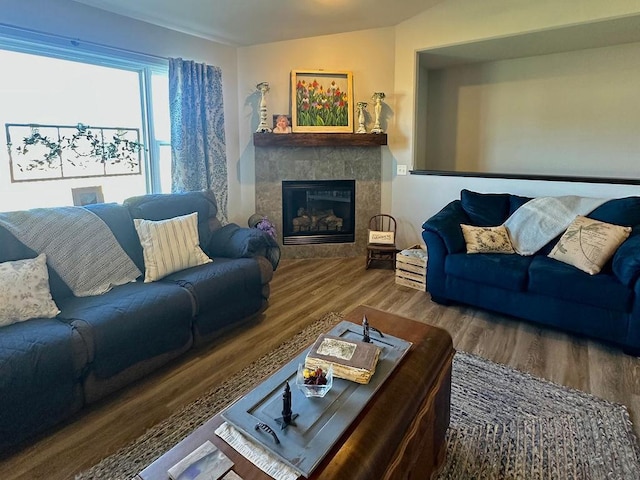 8505 Hinner Springs Dr, Weston, WI 54476 - living area with wood finished floors and a glass covered fireplace
