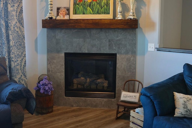 8505 Hinner Springs Dr, Weston, WI 54476 - living area featuring a fireplace and wood finished floors