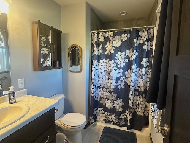 8505 Hinner Springs Dr, Weston, WI 54476 - bathroom featuring vanity, toilet, and a shower with shower curtain