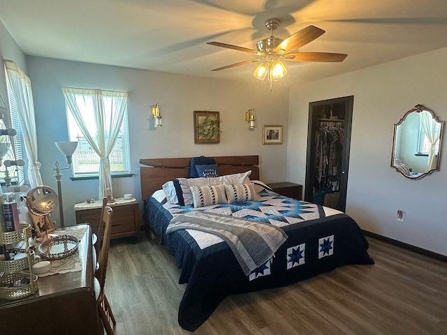 8505 Hinner Springs Dr, Weston, WI 54476 - bedroom with wood finished floors, a closet, and ceiling fan