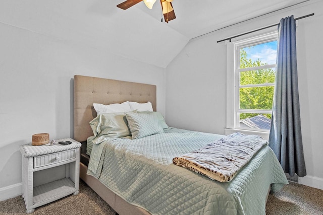 1333 W Lawrence St, Appleton, WI 54914 - bedroom featuring vaulted ceiling, carpet, baseboards, and a ceiling fan