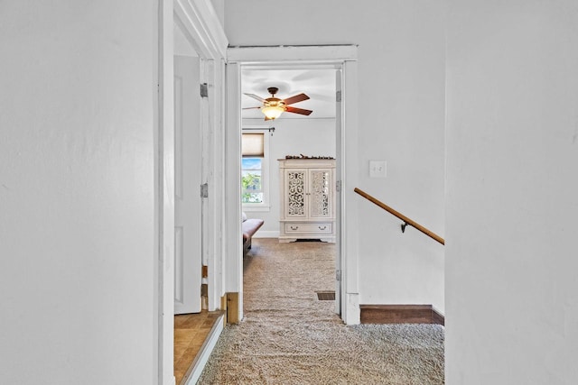 1333 W Lawrence St, Appleton, WI 54914 - hallway featuring carpet, an upstairs landing, and baseboards