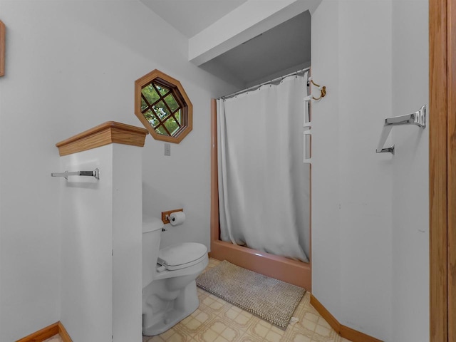 911 Fawn Ln, Port Edwards, WI 54469 - full bathroom with toilet, a stall shower, baseboards, and tile patterned floors