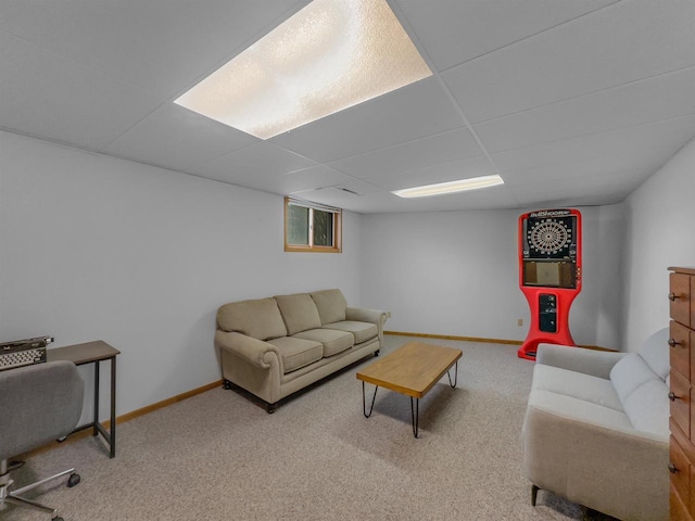 911 Fawn Ln, Port Edwards, WI 54469 - living area with baseboards, carpet flooring, and a drop ceiling