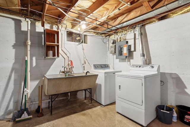 5406 Marsha Dr, Madison, WI 53705 - washroom with electric panel and independent washer and dryer
