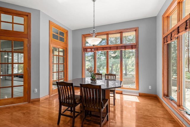 441 E Apple Creek Rd, Appleton, WI 54913 - dining area with plenty of natural light, light wood finished floors, baseboards, and baseboard heating