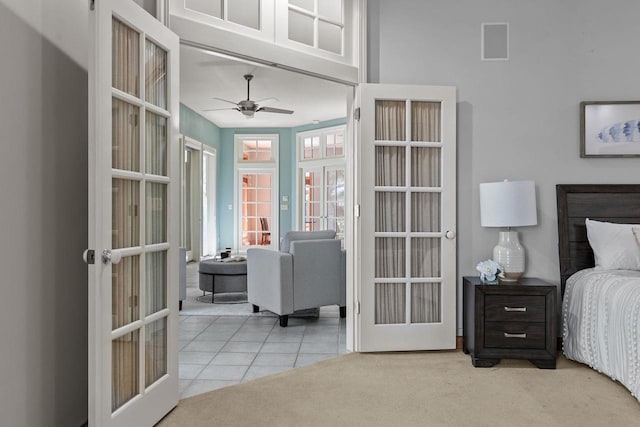 441 E Apple Creek Rd, Appleton, WI 54913 - tiled bedroom featuring french doors and carpet floors