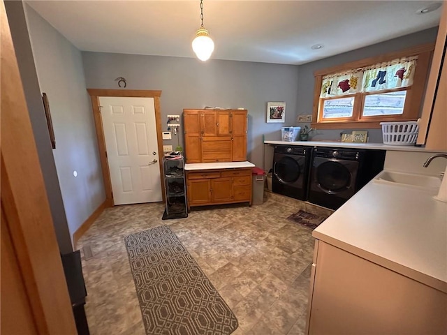 W735 County Road D, Birchwood, WI 54817 - laundry area featuring independent washer and dryer and cabinet space