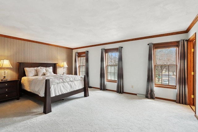 1714 Lewon Dr, Madison, WI 53711 - bedroom featuring crown molding, multiple windows, light colored carpet, and baseboards