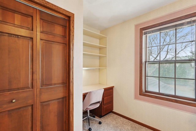 1714 Lewon Dr, Madison, WI 53711 - unfurnished office with light colored carpet, baseboards, and built in desk
