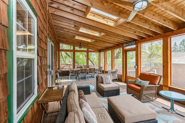 N3116 Tamarack Rd, Lake Geneva, WI 53147 - sunroom / solarium with an outdoor hangout area, a skylight, and healthy amount of natural light